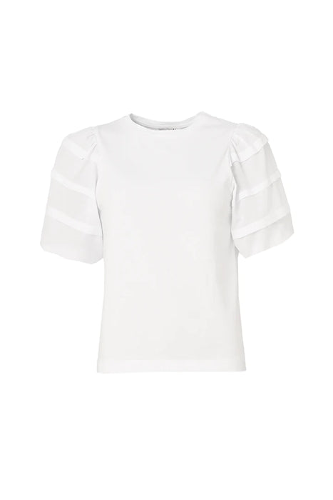 Scamp & Dude: White Pintuck Sleeve T-Shirt
