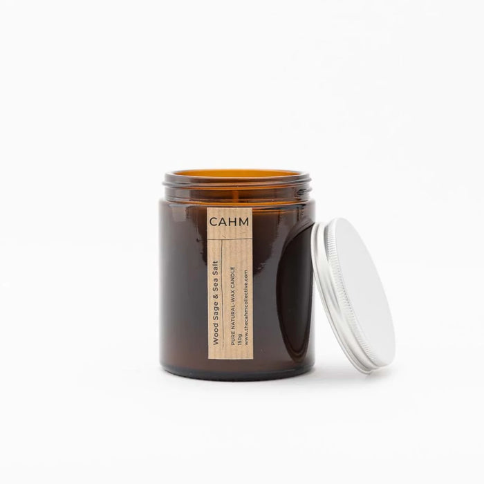 CAHM: Wood Sage and Sea Salt Candle - Amber Jar
