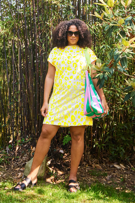 Scamp & Dude: Blush with Yellow Leopard T-Shirt Dress