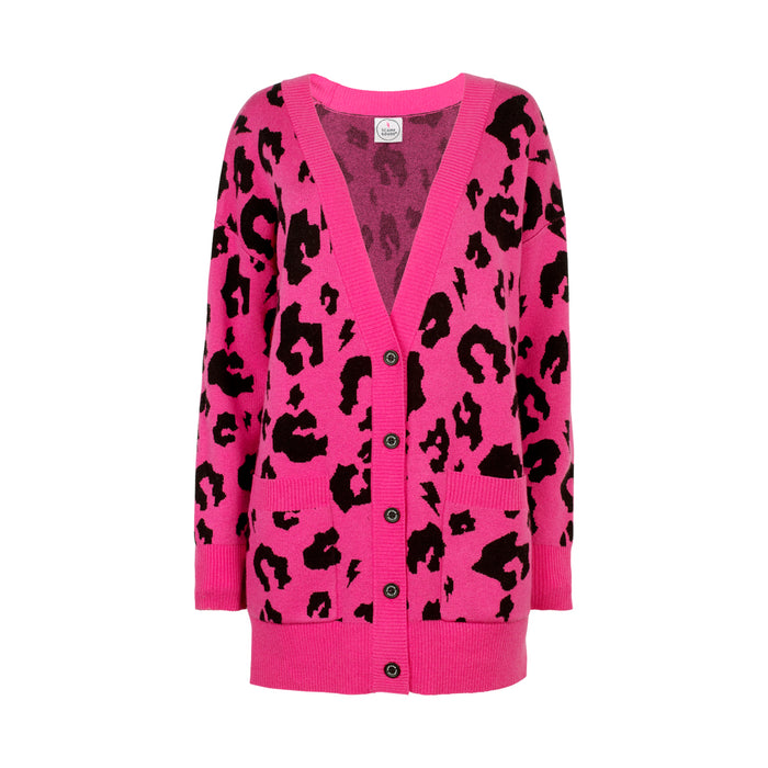 Scamp & Dude: Cashmere cardigan - hot pink leopard and lightning bolt