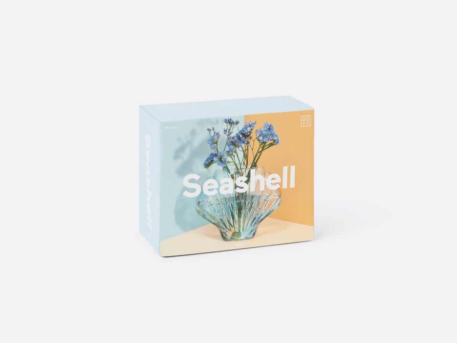 Shell Glass Vase - Blue
