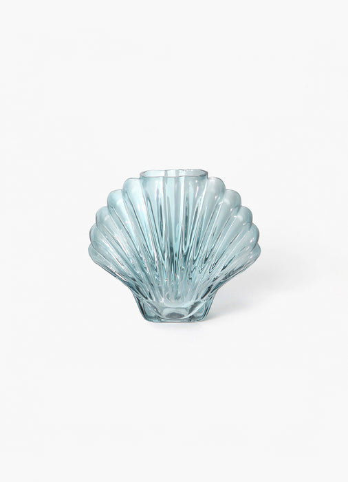 Shell Glass Vase - Blue