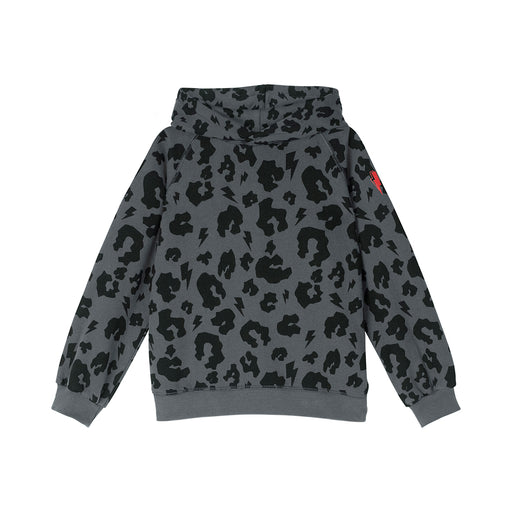 Scamp & Dude: Kids super soft hoodie - grey leopard and lightning bolt
