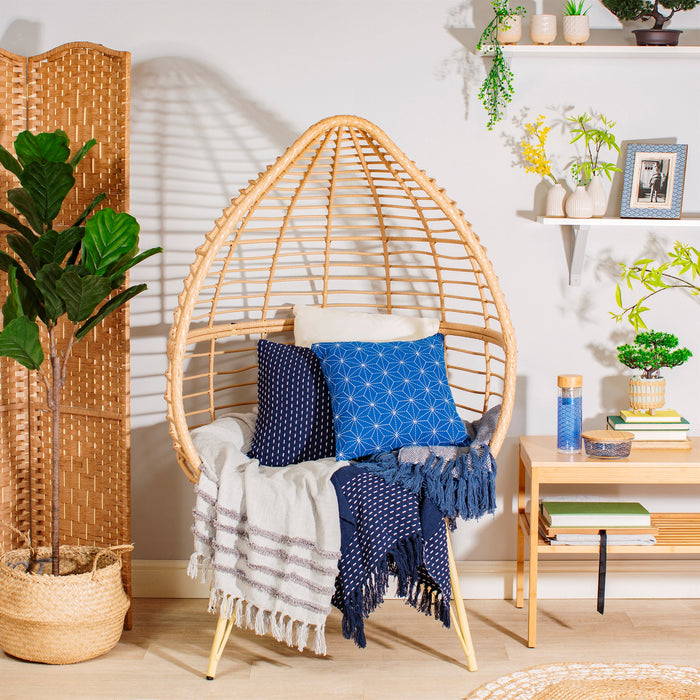 Stitch Print Blue Cushion