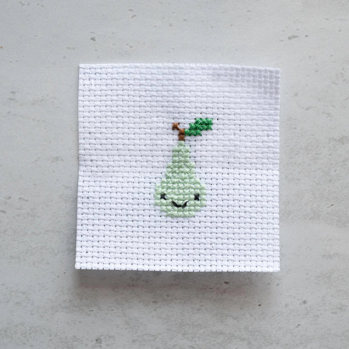 Marvling Bros: Mini Cross Stitch Kit With Kawaii Pear Design