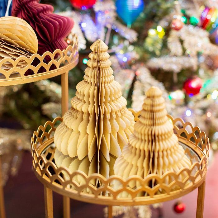 Kraft Paper Honeycomb Tree Standing Decoration - Set Of 2