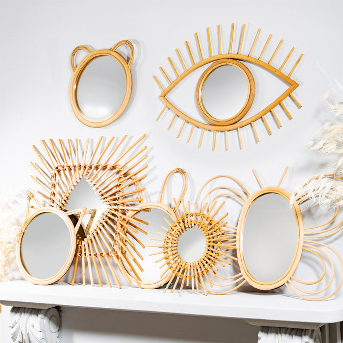 Rattan Square Sunburst Mirror