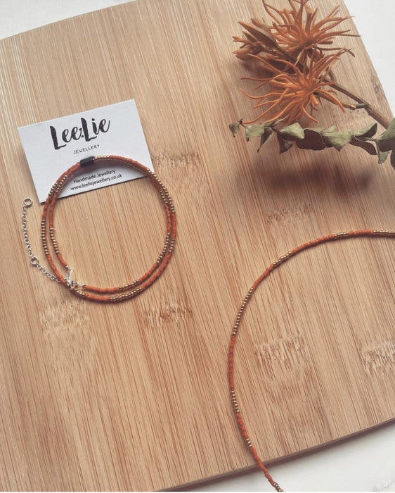 Lee:Lie: Seed Bead necklace - Pumpkin Spice