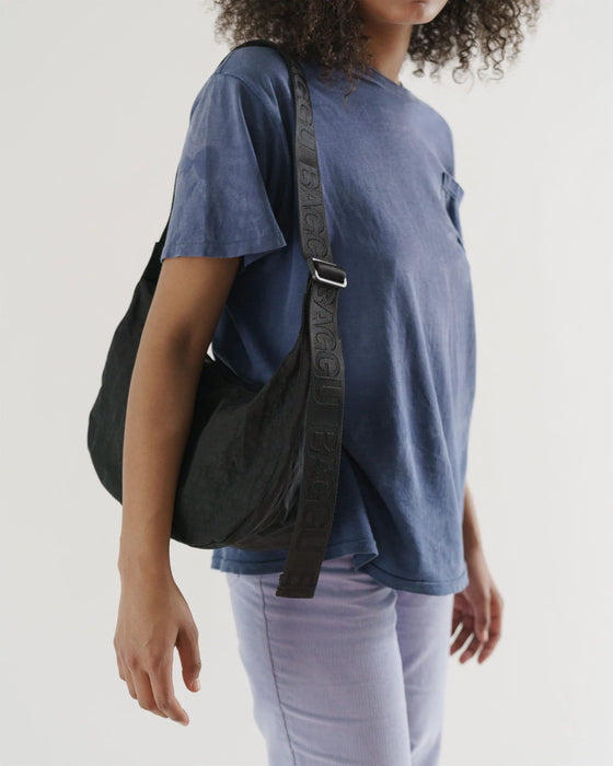 Baggu: Medium Nylon Crescent Bag -  Black