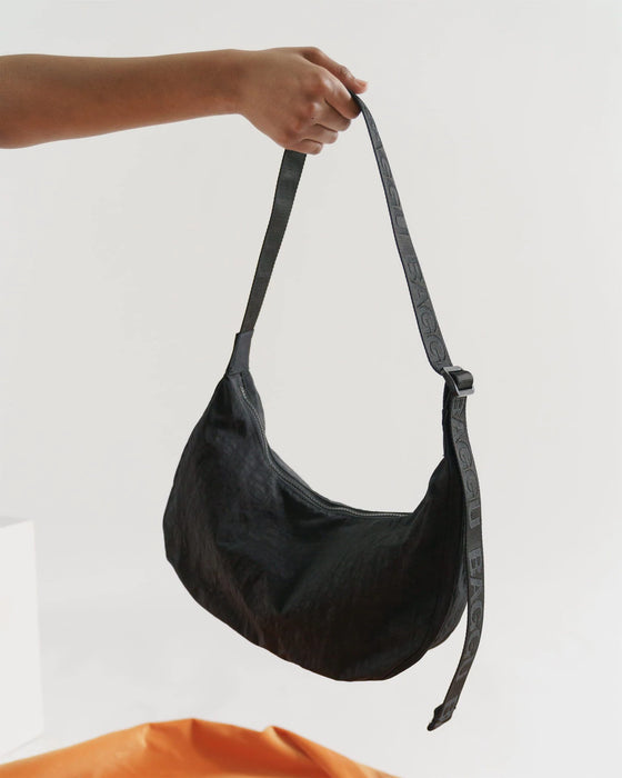 Baggu: Medium Nylon Crescent Bag -  Black