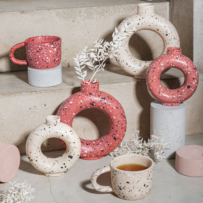 Brick Red Terrazzo Speckled Circle Vase  - Large