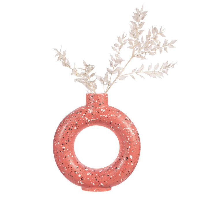 Brick Red Terrazzo Speckled Circle Vase  - Large