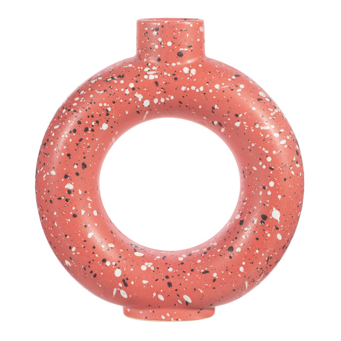 Brick Red Terrazzo Speckled Circle Vase  - Large