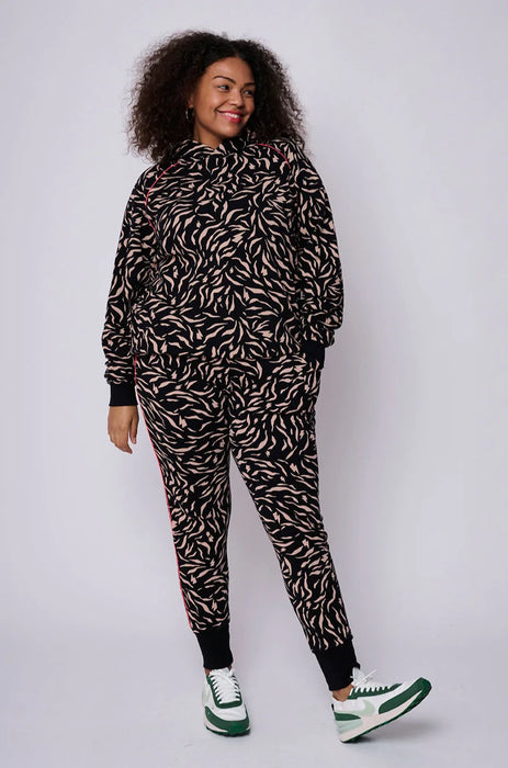 Scamp & Dude: Black with Pale Peach Zebra Cosy Joggers - Adult
