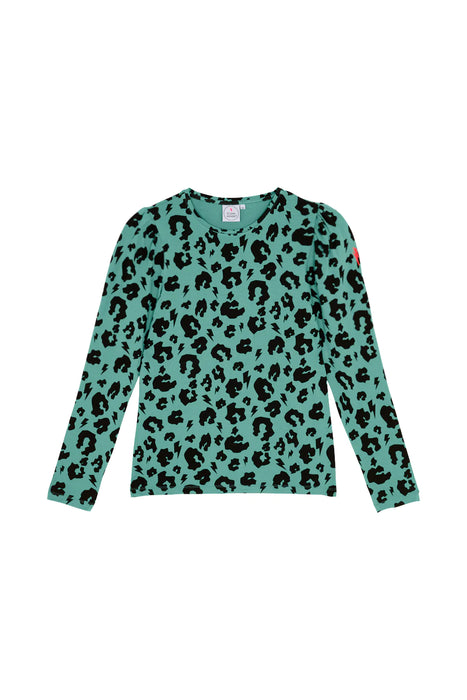 Scamp & Dude: Khaki & Black Leopard Lightning Bolt Top- Adult