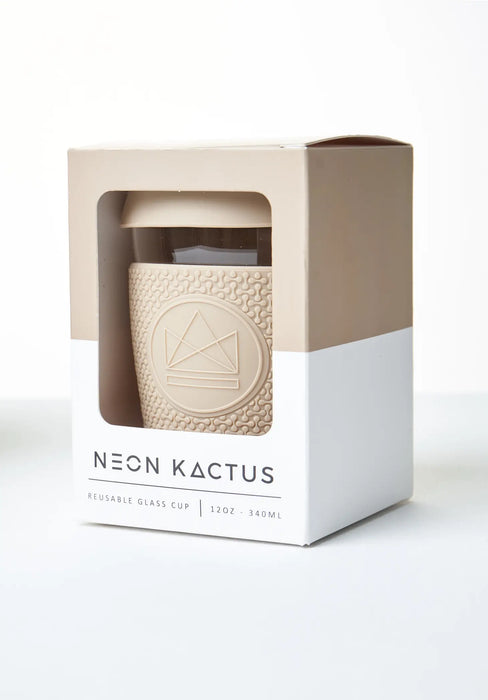 Neon Kactus: Glass Coffee Cup - Cloud 9 12 oz