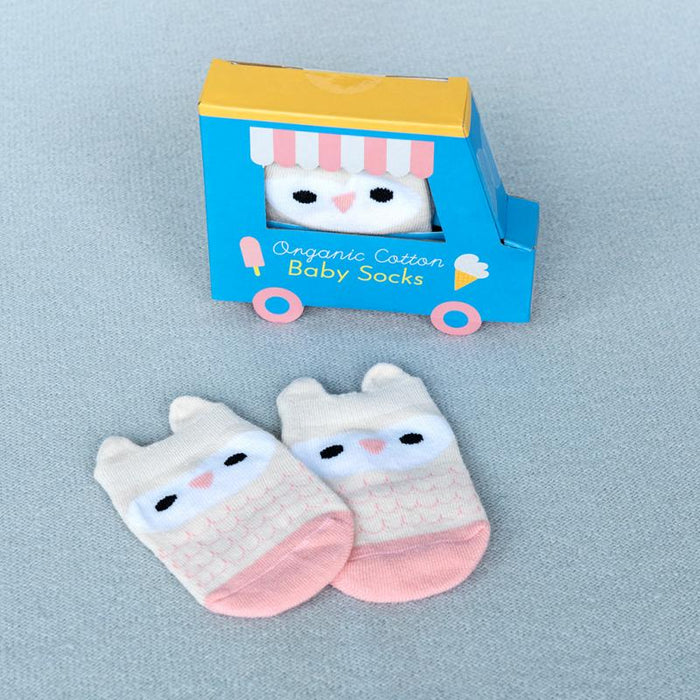 Rose Pink Owl Baby Socks (one Pair)