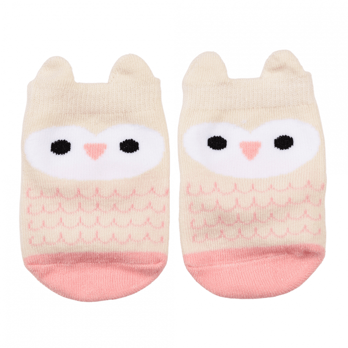 Rose Pink Owl Baby Socks (one Pair)