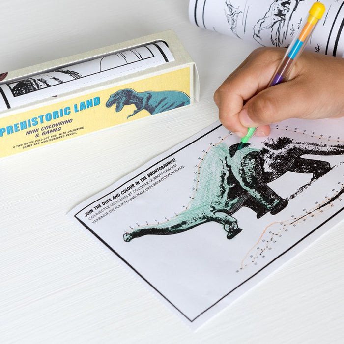 Prehistoric land mini colouring and games