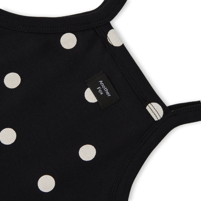 Another Fox: Polka Spot Black Vest Bodysuit - Baby