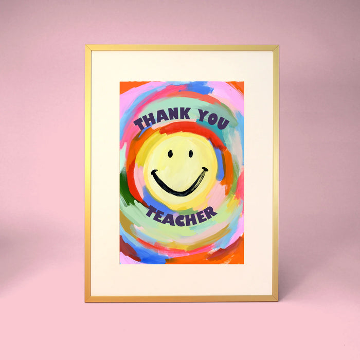 Eleanor Bowmer: Thank You Teacher Rainbow Smiley Wall Print - A4