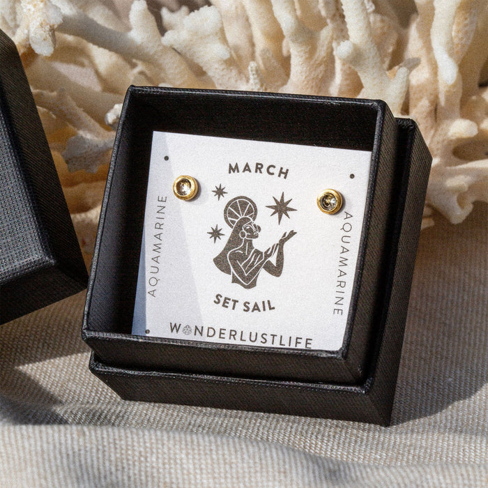 Wanderlust Life: March Birthstone Stud Earring | Aquamarine
